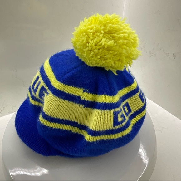 VTG University of Michigan U of M Beanie Cabbie Knit Hat Cap w/ Pom Pom Go Blue - Picture 2 of 7